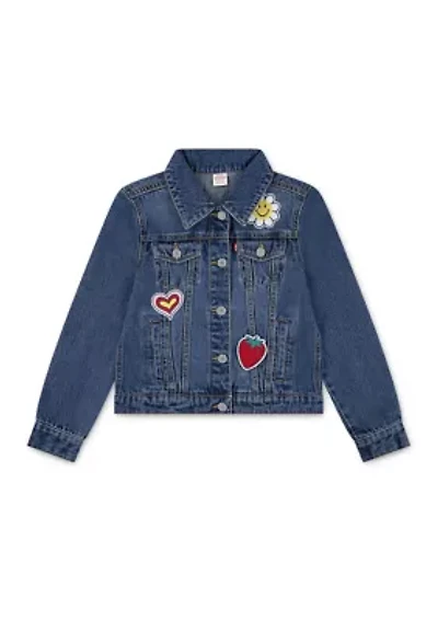 Girls 7-16 Denim Trucker Jacket with Patches