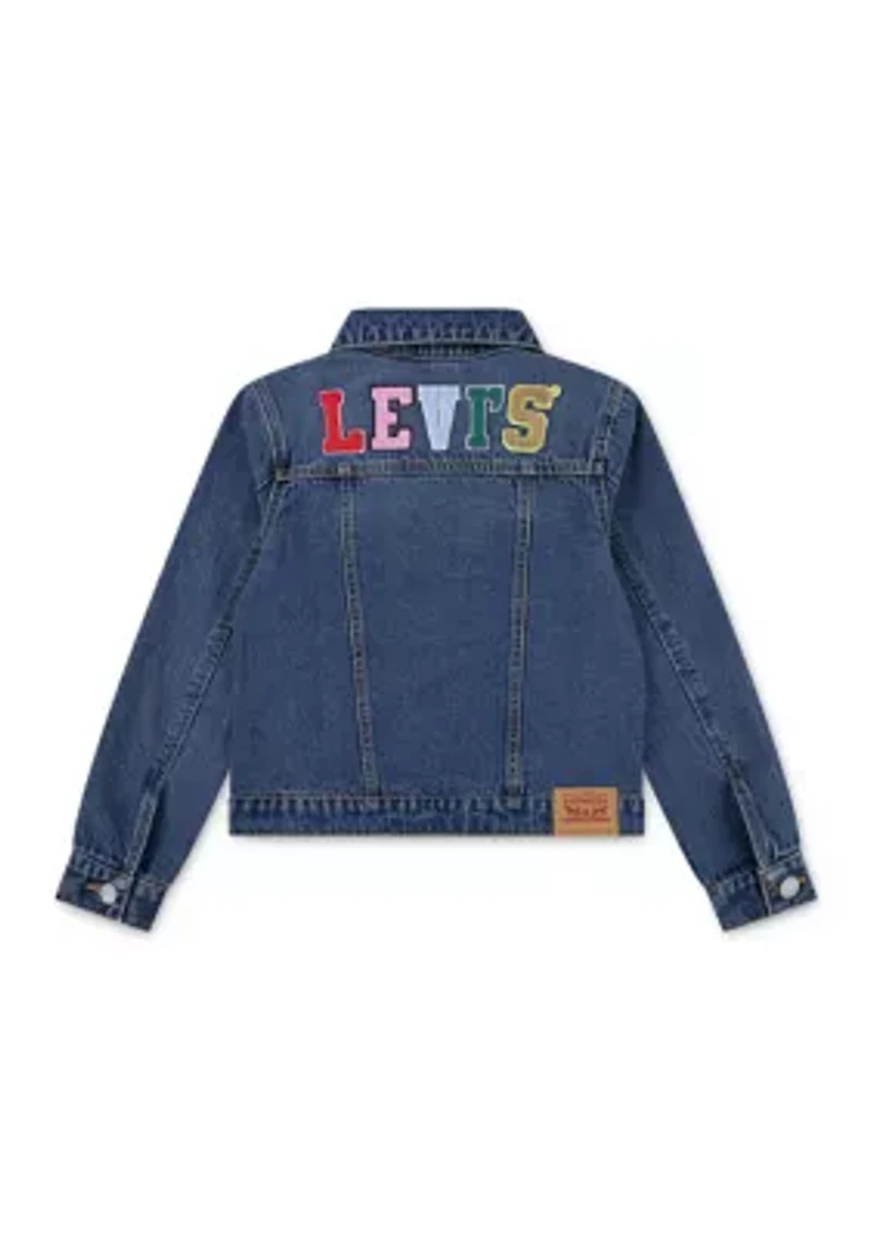 Girls 7-16 Denim Trucker Jacket with Patches