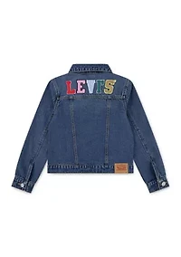 Girls 7-16 Denim Trucker Jacket with Patches