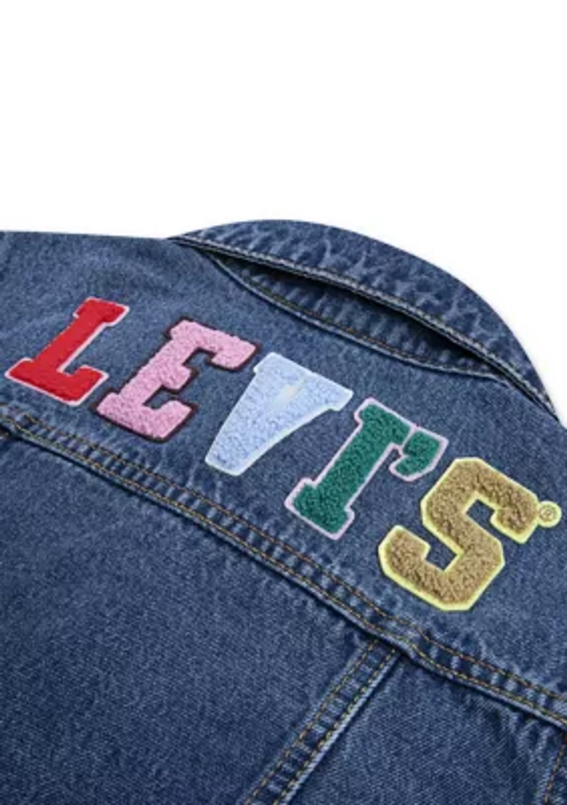 Girls 7-16 Denim Trucker Jacket with Patches
