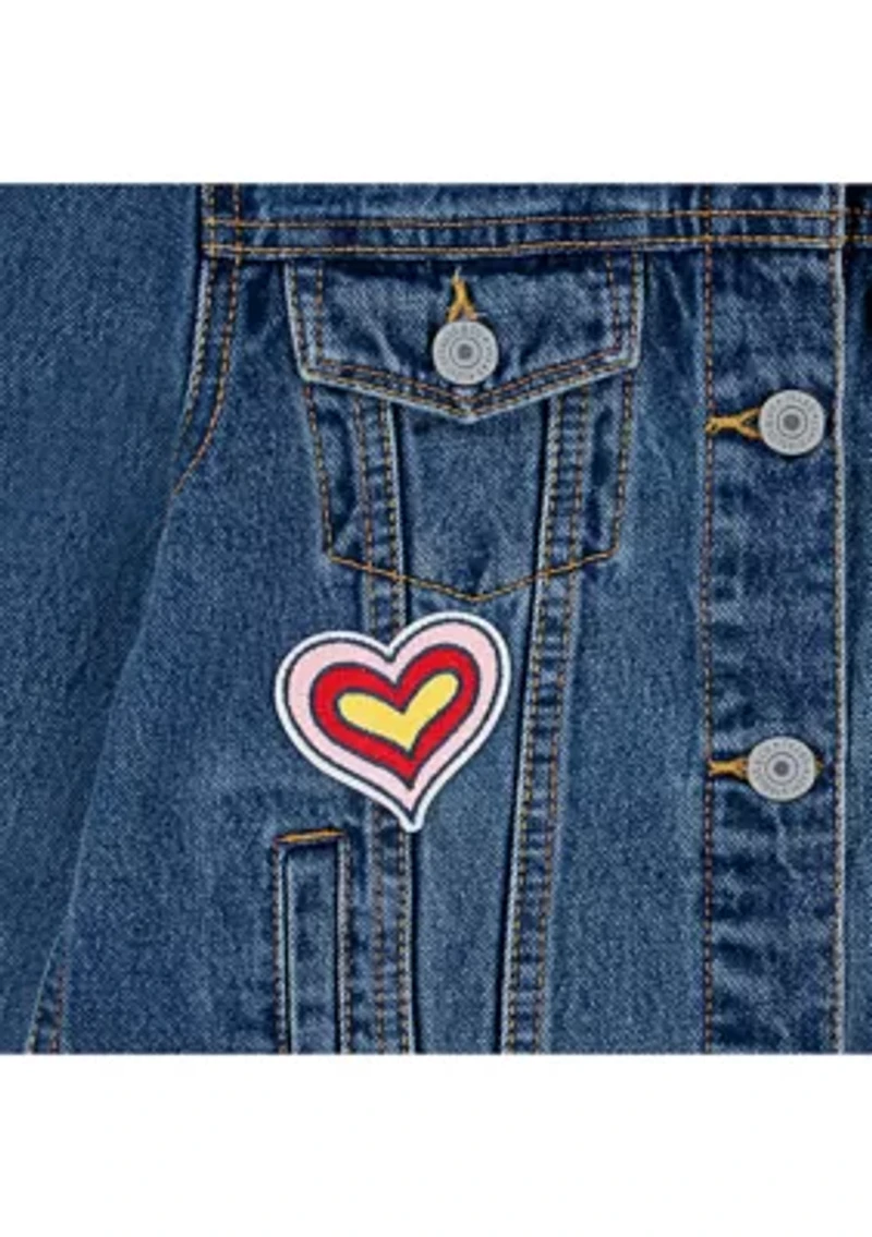 Girls 7-16 Denim Trucker Jacket with Patches