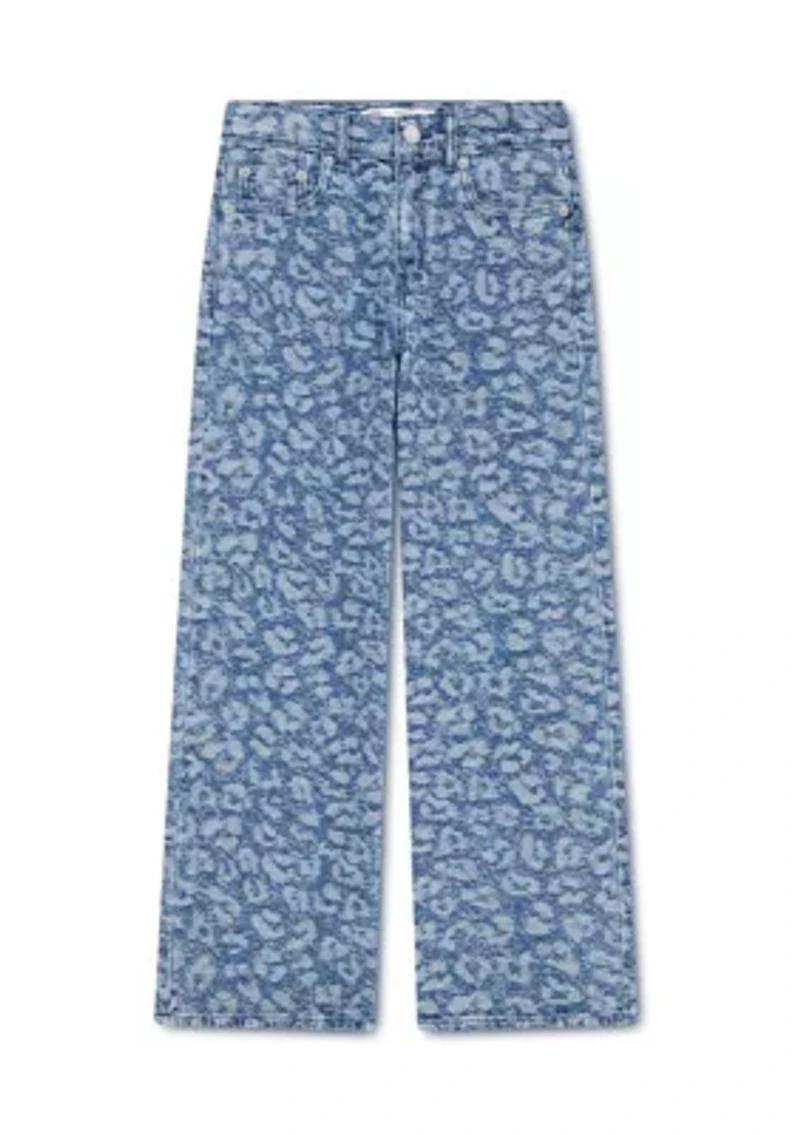 Girls 7-16 Jacquard High Rise Baggy Denim Jeans