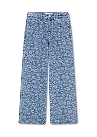 Girls 7-16 Jacquard High Rise Baggy Denim Jeans