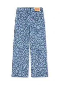 Girls 7-16 Jacquard High Rise Baggy Denim Jeans