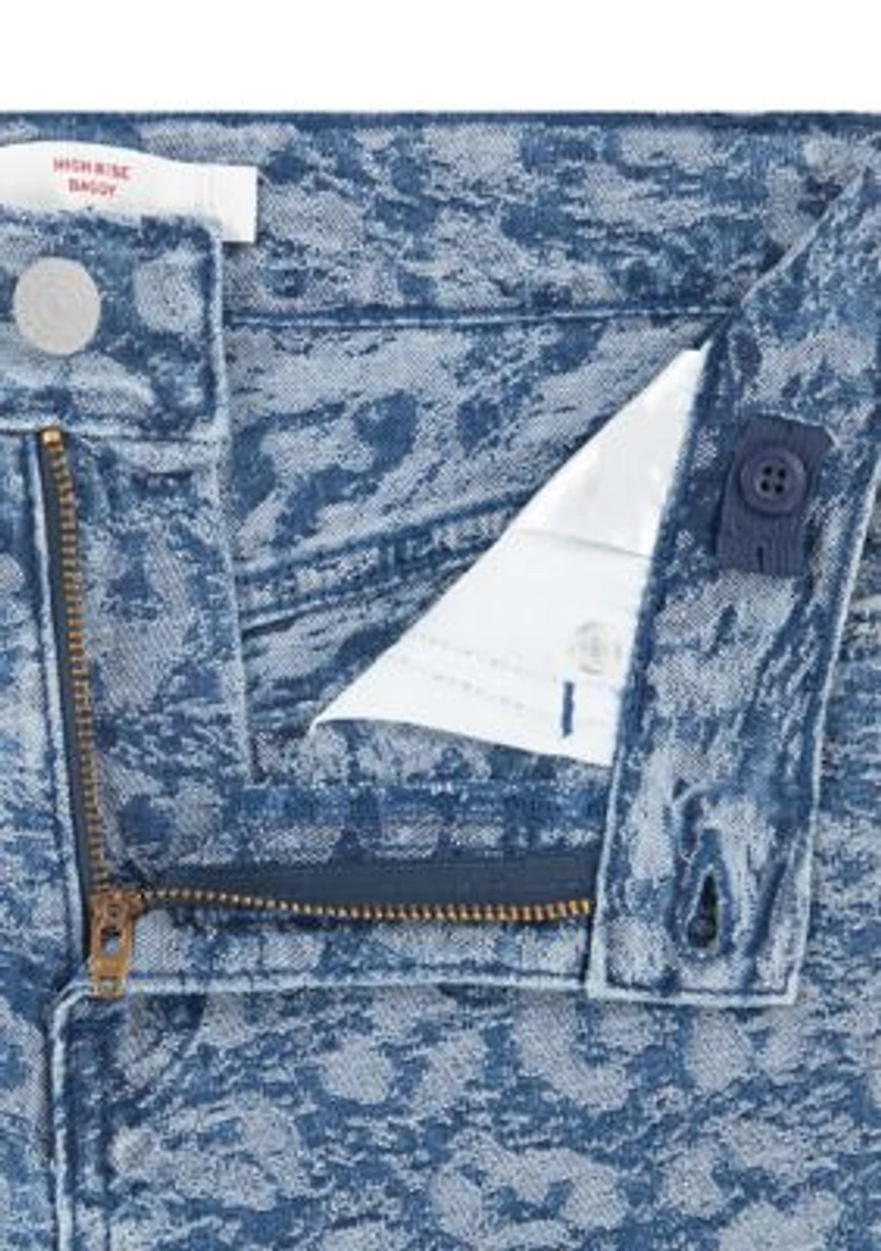 Girls 7-16 Jacquard High Rise Baggy Denim Jeans