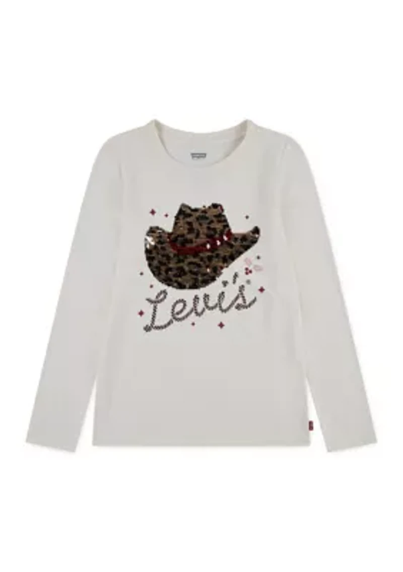 Girls 7-16 Long Sleeve Animal-Print Cowgirl Hat Graphic T-Shirt