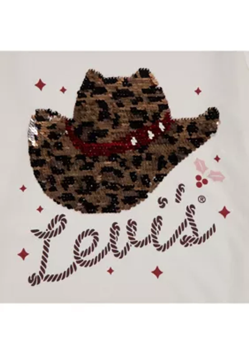 Girls 7-16 Long Sleeve Animal-Print Cowgirl Hat Graphic T-Shirt