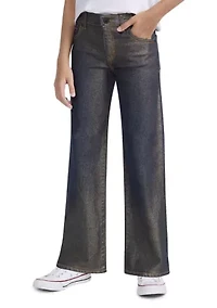 Girls 7-16 Wide Leg Foil Denim Jeans
