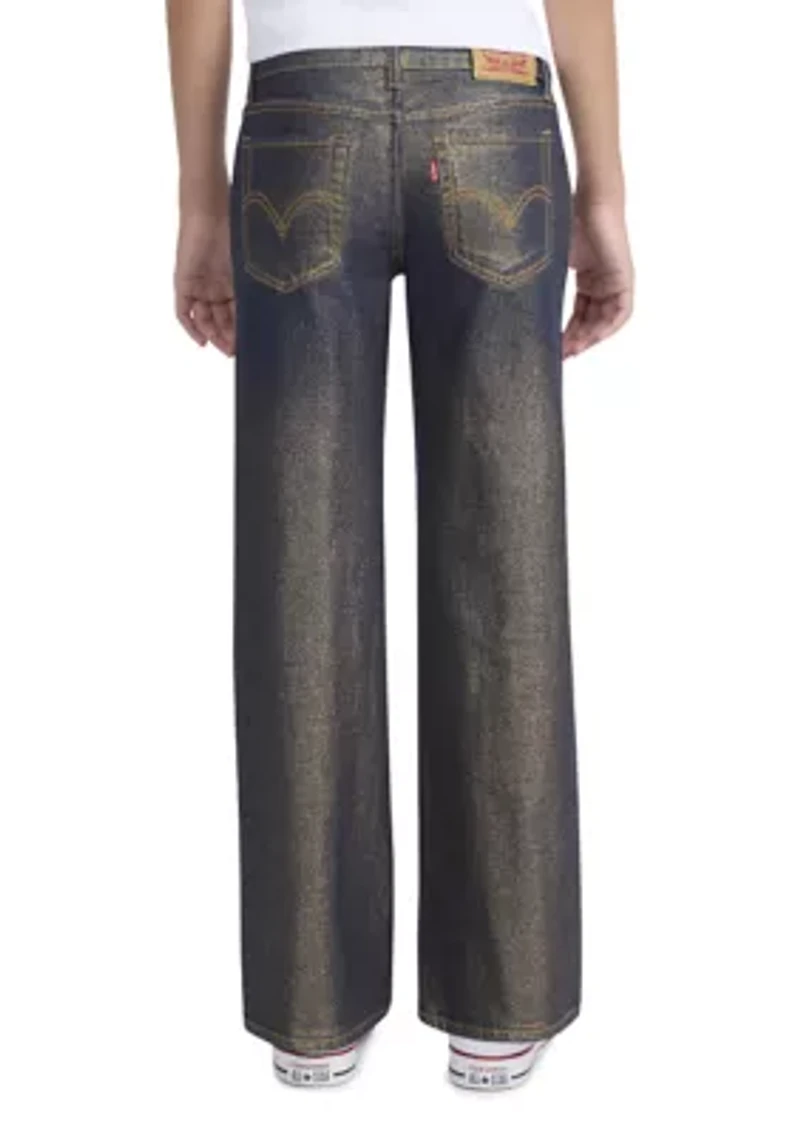 Girls 7-16 Wide Leg Foil Denim Jeans
