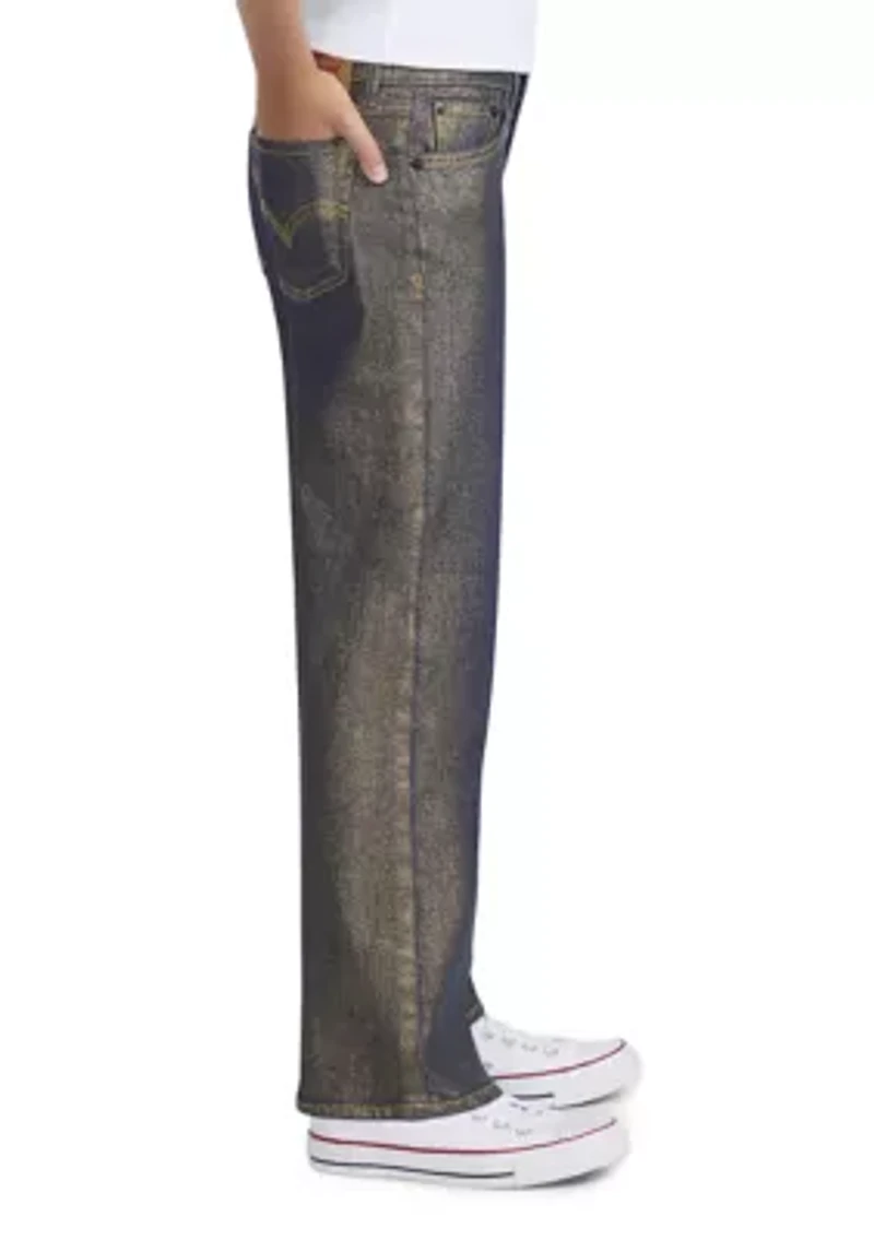 Girls 7-16 Wide Leg Foil Denim Jeans