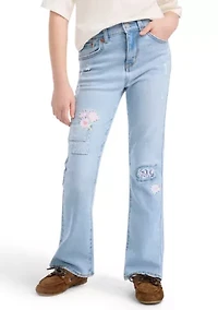 Girls 7-16 Flare Jeans with Applique