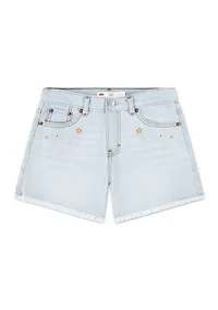 Girls 7-16 Crochet Applique A-Line Shorts