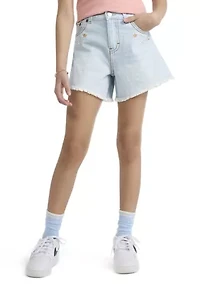 Girls 7-16 Crochet Applique A-Line Shorts