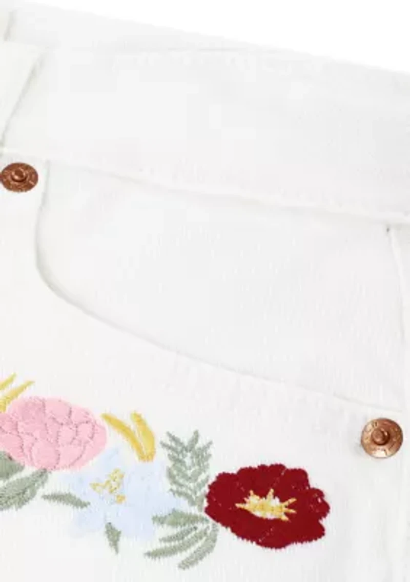 Girls 7-16 Embroidered Shorts
