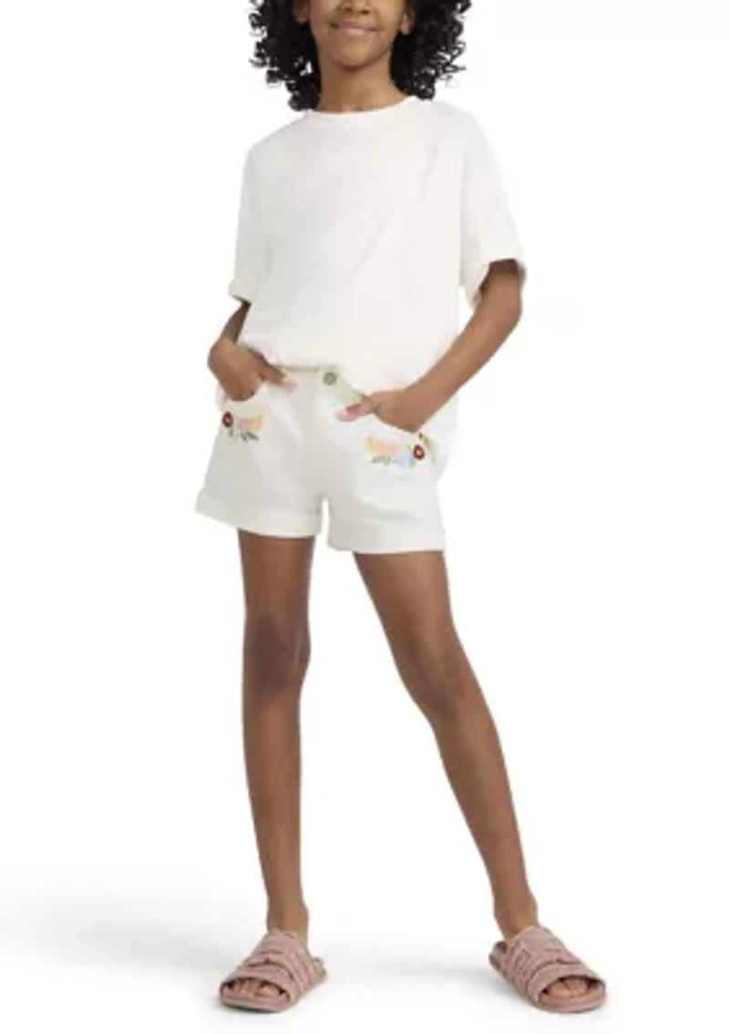 Girls 7-16 Embroidered Shorts