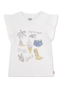 Girls 7-16 Coastal Flutter Sleeve Top