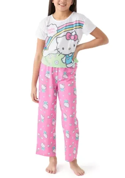 Girls 4-10 3 Piece Hello Kitty Pajama Set