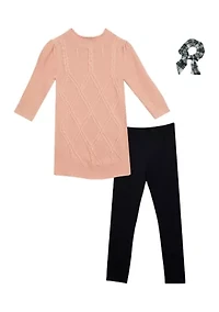 Girls 7-16 Sweater and Leggings Set with Scrunchie