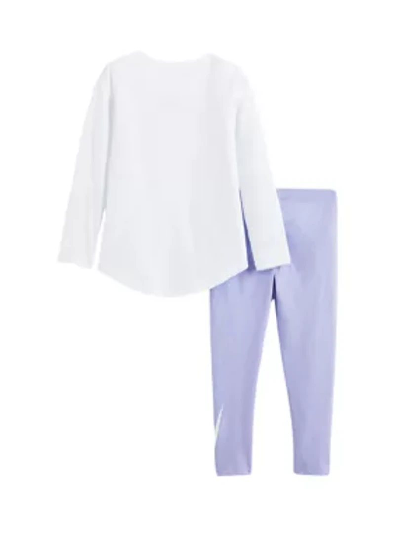 Girls 4-6x Long Sleeve Swoosh T-Shirt and Leggings Set