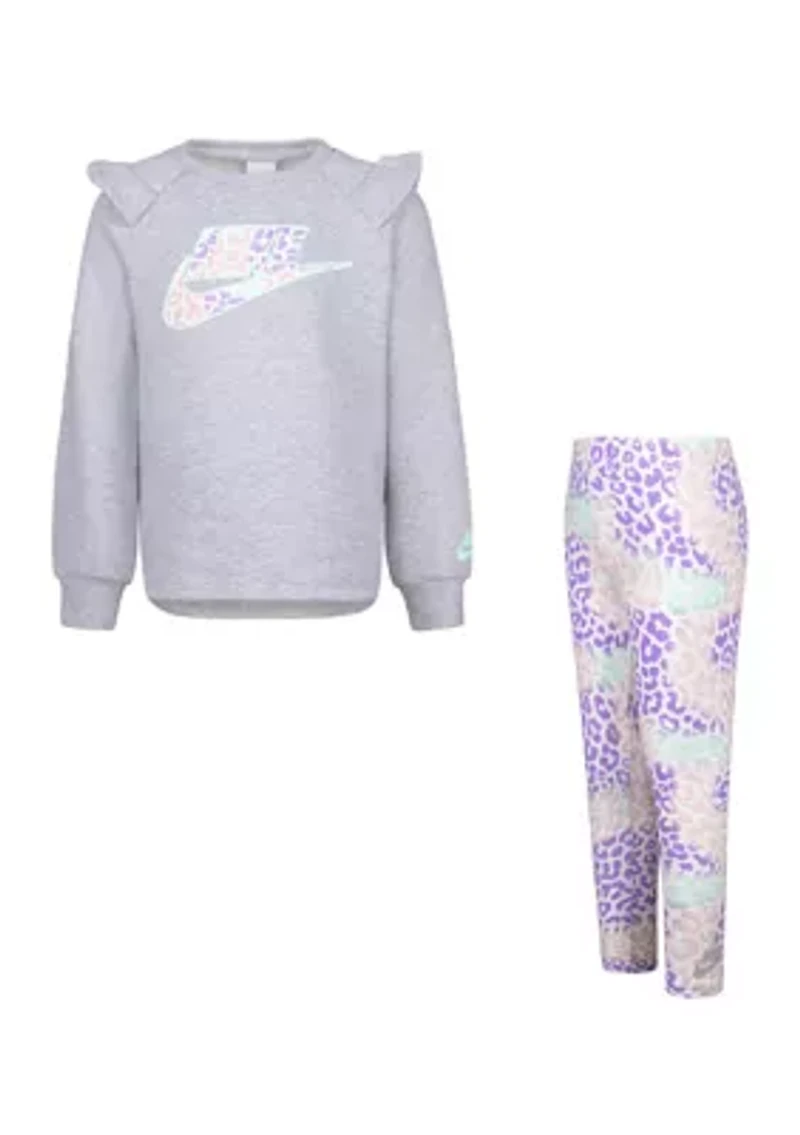 Girls 4-6x Leopard Printed Sweatshirt and Leggings Set