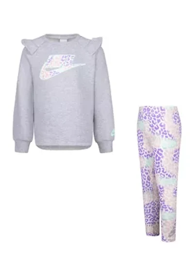 Girls 4-6x Leopard Printed Sweatshirt and Leggings Set