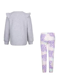 Girls 4-6x Leopard Printed Sweatshirt and Leggings Set