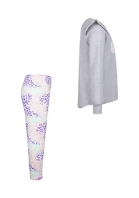 Girls 4-6x Leopard Printed Sweatshirt and Leggings Set