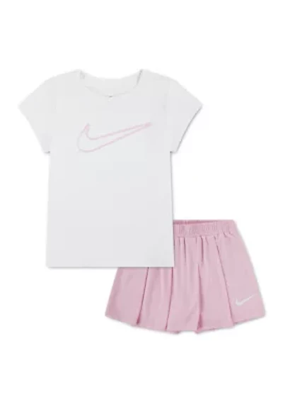 Girls 4-6x Swoosh T-Shirt and Pleated Skort Set