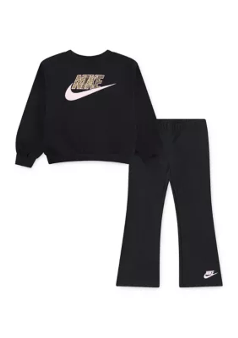 Girls 4-6x Animal Logo Graphic Sweatshirt and Flare Legging Set