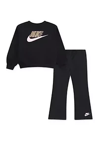 Girls 4-6x Animal Logo Graphic Sweatshirt and Flare Legging Set