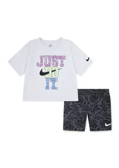 Girls 4-6x Just Do It Lace Shirt and Shorts Set