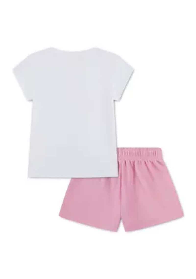 Girls 4-6x Swoosh Graphic Shirt and Mesh Shorts Set