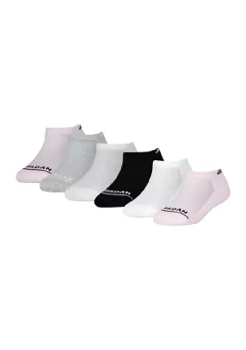 Girls Jordan No Show Socks - 6 Pack