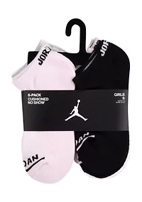 Girls Jordan No Show Socks - 6 Pack