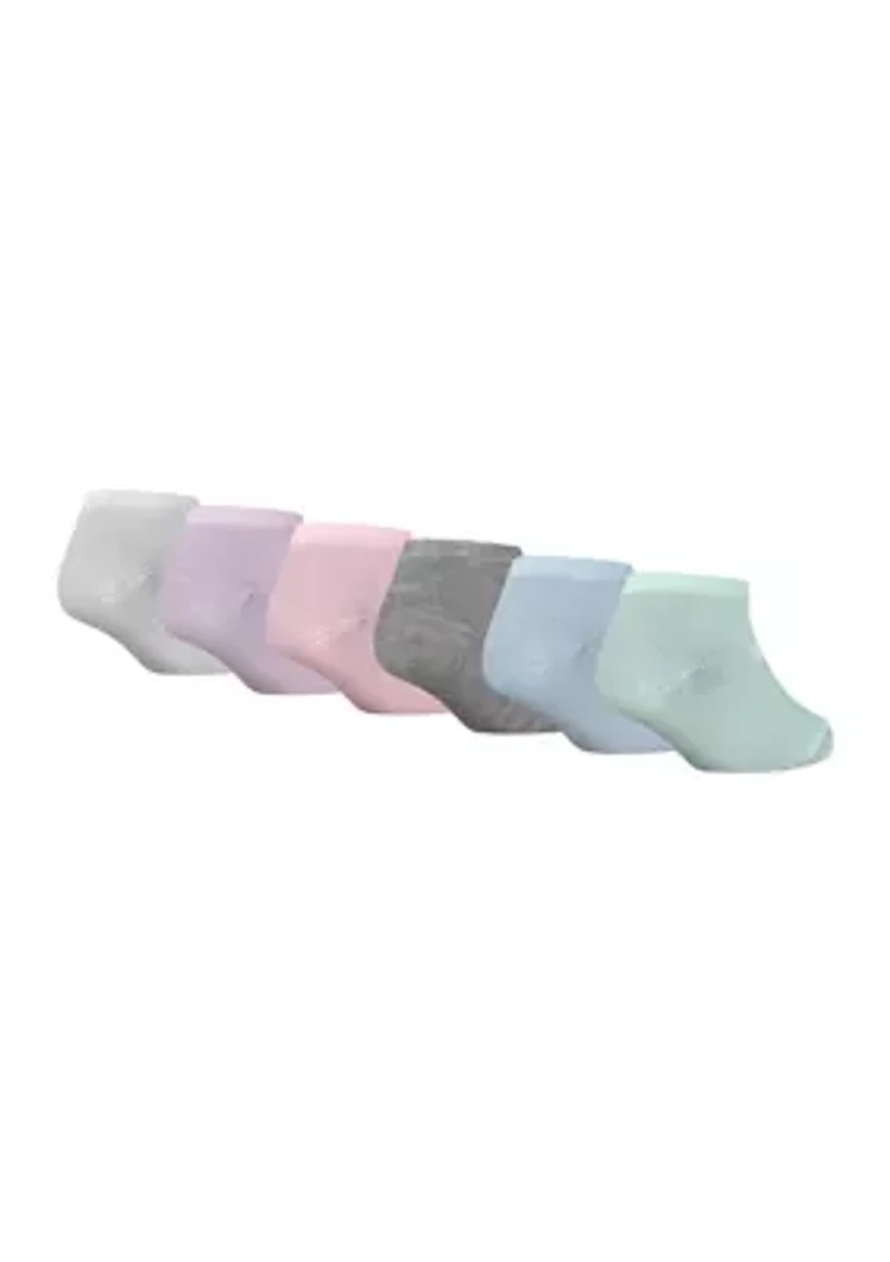 Girls Set of 6 Metallic Swoosh Low Socks