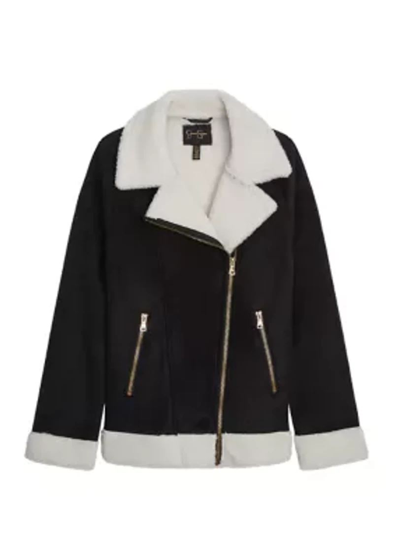 Girls 7-16 Faux Suede Moto Jacket