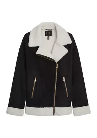 Girls 7-16 Faux Suede Moto Jacket