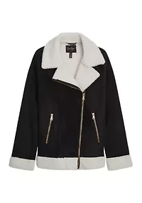 Girls 7-16 Faux Suede Moto Jacket