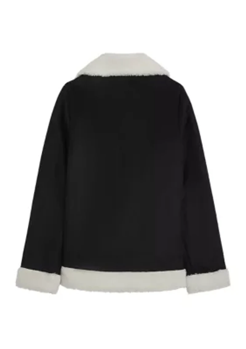 Girls 7-16 Faux Suede Moto Jacket