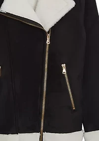 Girls 7-16 Faux Suede Moto Jacket