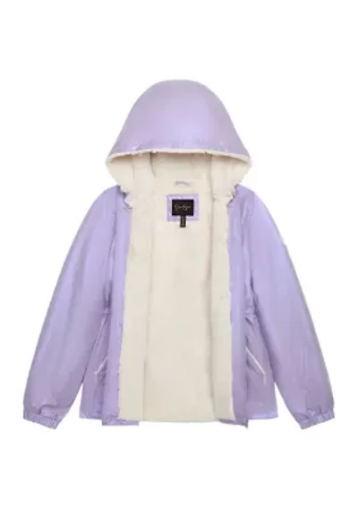 Girls 7-16 Holographic Foil Midweight Puffer Coat