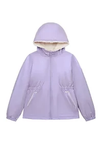 Girls 7-16 Holographic Foil Midweight Puffer Coat