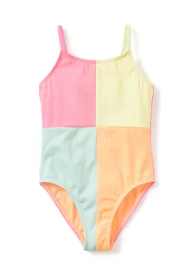 Girls 4-6x One-Piece Color Block Swimsuit