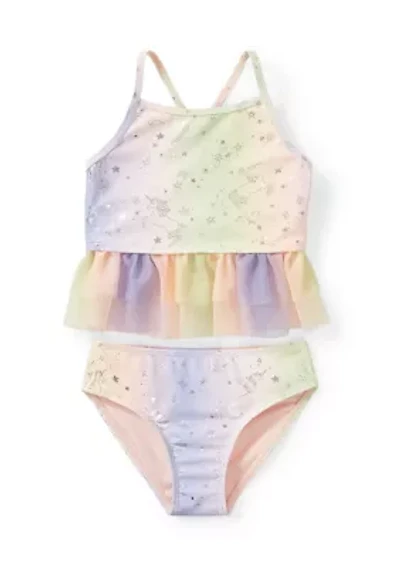 Girls 4-6x 2-Piece Unicorn Tutu Swimsuit