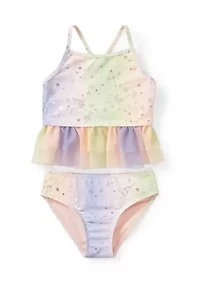Girls 4-6x 2-Piece Unicorn Tutu Swimsuit