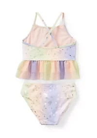 Girls 4-6x 2-Piece Unicorn Tutu Swimsuit