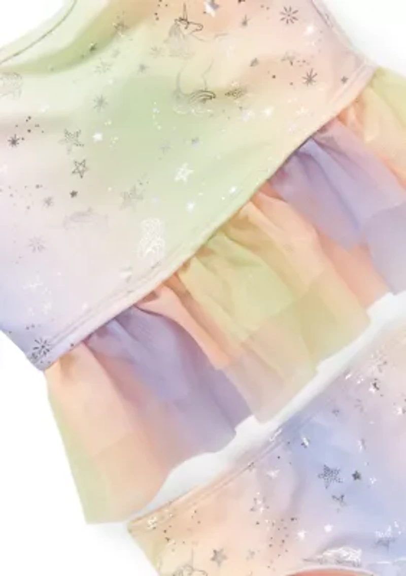 Girls 4-6x 2-Piece Unicorn Tutu Swimsuit