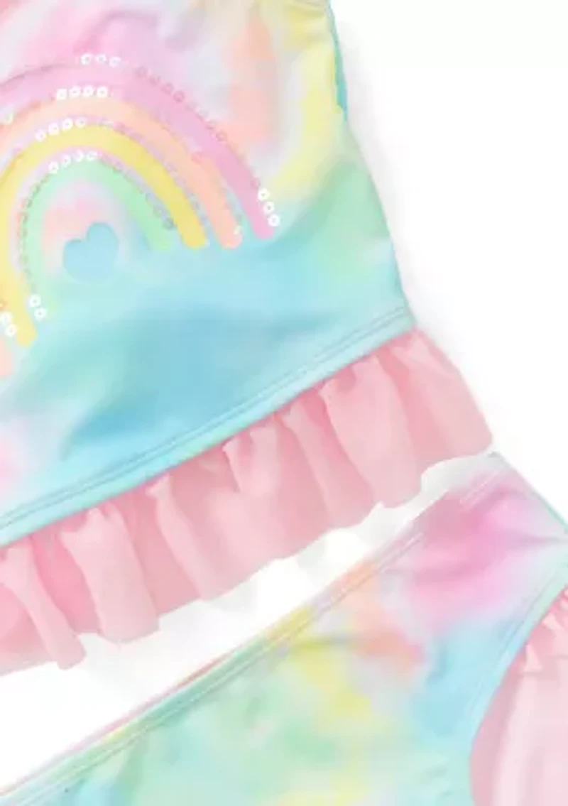 Girls 4-6x Soft Tie Dye Rainbow 2-Piece Swimsuit