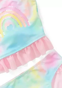 Girls 4-6x Soft Tie Dye Rainbow 2-Piece Swimsuit