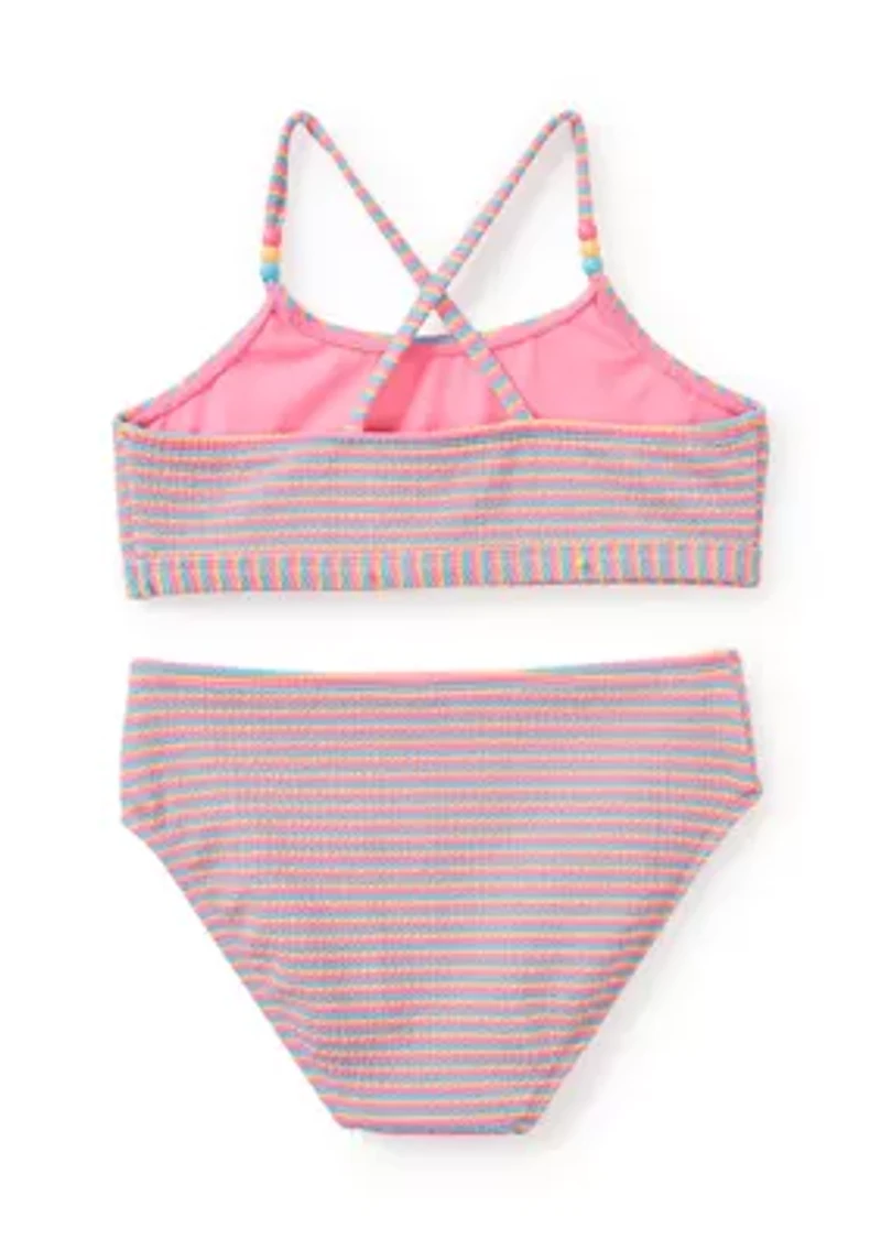 Girls 7-16 Multi Stripe 2-Piece Swimsuit